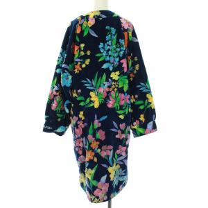 LEONARD ノーカラーコート ジップアップ 花柄 パイル地 マルチカラー