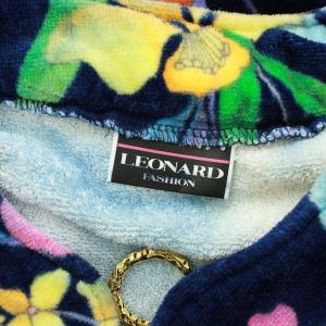 LEONARD ノーカラーコート ジップアップ 花柄 パイル地 マルチカラー