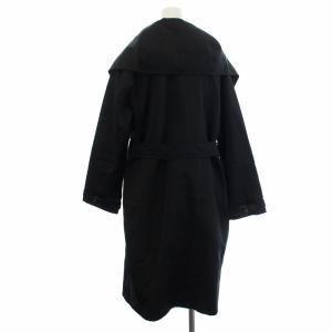 Aquascutum トレンチコート ロング ベルト コットン シルク ブラック