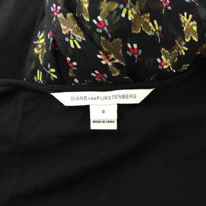 DIANE von FURSTENBERG 総柄刺繍カシュクールワンピース 0 ブラック