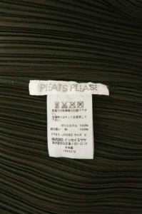 PLEATS PLEASE ISSEY MIYAKE ノースリーブワンピース プリーツ ロング ラウンドネック ボーダー 2 カーキ