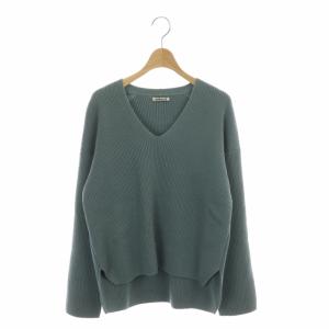 ニット カットソー 長袖 プルオーバー Vネック 1 スモークブルー