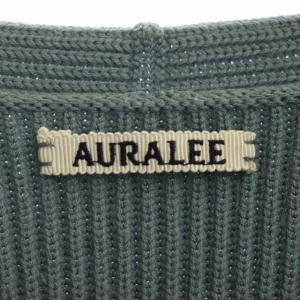 AURALEE ニット カットソー 長袖 プルオーバー Vネック 1 スモークブルー