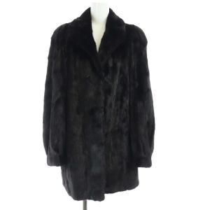 銀サガ 毛皮 ファーコート ロング L 茶