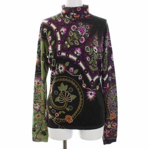 タートルネック 総柄カットソー シルク カシミヤ混 46 マルチカラー