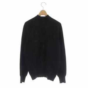 HERMES カットソー ニット 長袖 スカーフ柄 カレ柄 カシミヤ 38 ブラック