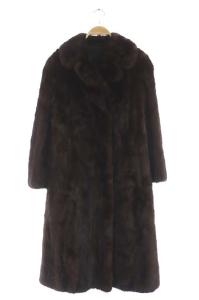 銀サガ 毛皮 コート ロング ダークミンク 茶 ダークブラウン