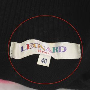 LEONARD SPORT ニット セーター 総柄 ハイネック 長袖 40 ブラック