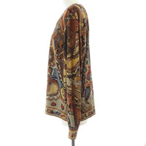 LEONARD FASHION カットソー 総柄 シルク混 LL ブラウン