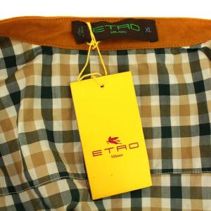 ETRO バンドカラーチェックシャツ XL ブラウン
