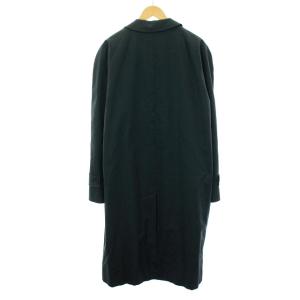 Aquascutum 英国製 ステンカラーコート ロング 裏地チェック ウール 44 ネイビー