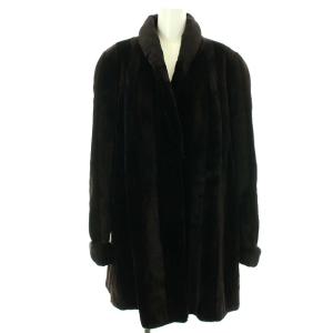 毛皮コート ひざ丈 シェアード ダークミンク 銀サガ こげ茶 ダークブラウン