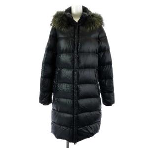 ESTERNO AUBER ダウンコート ロング フード ファー ジップアップ 40 ブラック