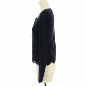 René カーディガン ニット レース ビジュー 薄手 ネイビー