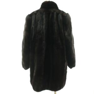 SAGA MINK 毛皮コート ひざ丈 ダークミンク 金サガ 11 L 茶 ブラウン