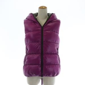 ダウンベスト フード フルジップ ナイロン 42 XL パープル グレー EC