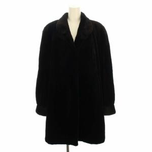 銀サガ ダークミルク コート ファー 毛皮 ミドル ミディアム アウター F ダークブラウン