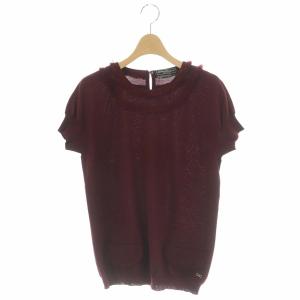 半袖 ニットカットソー ボルドー