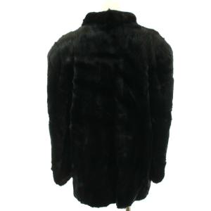 SAGA MINK 毛皮コート ハーフ ショート 金サガロイヤル 逆毛 ダークミンク 15 XL こげ茶 ダークブラウン