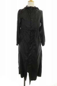 スプリングコート アウター ロング フード ドロスト XS 黒 ブラック