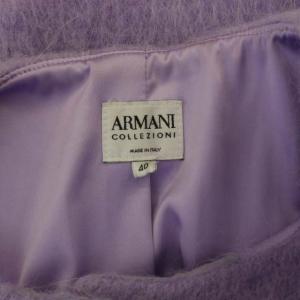 ARMANI COLLEZIONI ノーカラーロングコート 40 パープル