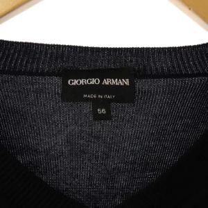 GIORGIO ARMANI カシミヤ混Vネックニットセーター 56 ネイビー