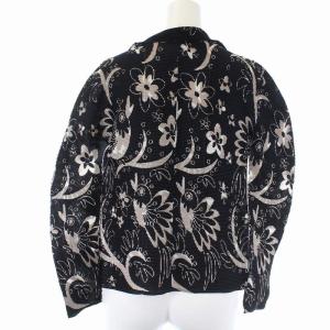 me ISSEY MIYAKE カーディガン プリーツ トッパー 長袖 総柄 ブラック