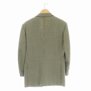 HERMES テーラードジャケット シングル 千鳥格子 3B サイドベンツ ウール イエローベージュ