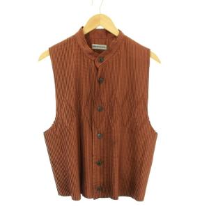 ベスト プリーツ M ブラウン