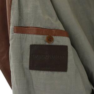 GIORGIO ARMANI ステンカラーコート ラムレザー 52 茶 紺