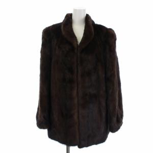 銀サガ シェアードミンクコート 毛皮コート ミドル 11 M 茶 ブラウン