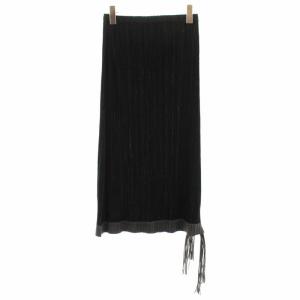 イッセイミヤケ プリーツスカート フリル ライン 5 ブラック グレー