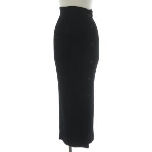 ラップスカート タイト ロング丈 ボタン S ブラック
