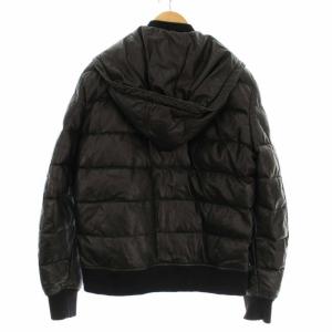 DIESEL BLACK GOLD レザージャケット 羊革 中綿 ブルゾン フード 2way 52 黒