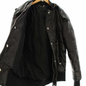 DIESEL BLACK GOLD レザージャケット 羊革 中綿 ブルゾン フード 2way 52 黒