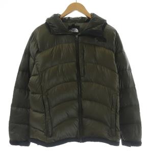 アコンカグアフーディー ダウンジャケット ミドル丈 ロゴ ナイロン M カーキ