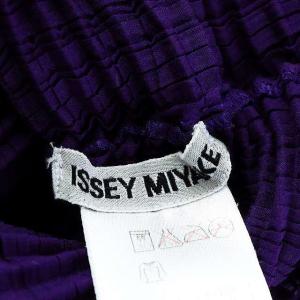 ISSEY MIYAKE カットソー 半袖 ハイネック プリーツ ギャザー M パープル
