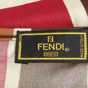 FENDI カットソー Tシャツ 半袖 総柄 薄手 42 M ブラウン レッド