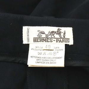 HERMES テーパードパンツ ジップポケット ウール 40 ブラック