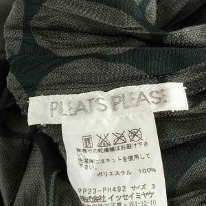 PLEATS PLEASE ISSEY MIYAKE イッセイミヤケ 立体加工ワンピースひざ丈 半袖 ドット柄 グレー カーキ