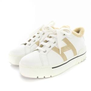 HERMES H212210Z アヴァンタージュ スニーカー 37 ホワイト ベージュ 