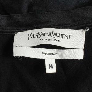 YVES SAINT LAURENT カットソー ノースリーブ YSLロゴストーン シルク ブラック