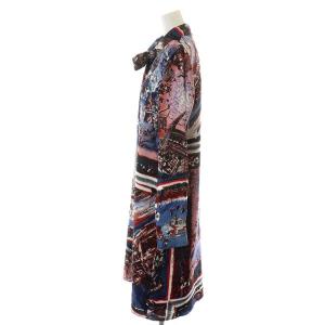 Jean Paul GAULTIER シャツワンピース ミモレ ロング 総柄 リボン 42 赤 青 白