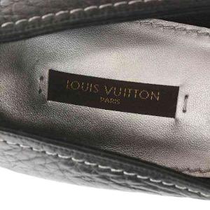 LOUIS VUITTON パンプス シューズ リボン レザー スクエアトゥ ヒール 38 24.5cm 黒 ブラック