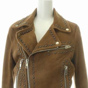 DIESEL ライダースジャケット ラムレザー 羊革 スタッズ XS 茶色 ブラウン