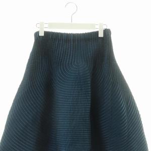 ISSEY MIYAKE プリーツスカート フレア 変形 ひざ丈 M ネイビー