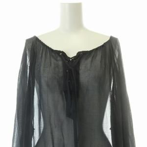 Jean Paul GAULTIER FEMME ブラウス シースルー レースアップ 長袖 38 ネイビー