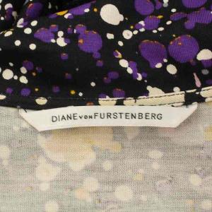 DIANE von FURSTENBERG ワンピース ラップワンピース ひざ丈 長袖 総柄 ブラック パープル