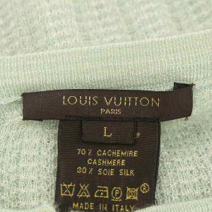 LOUIS VUITTON カーディガン ニット 長袖 パール フリル カシミヤ シルク混 L 黄緑