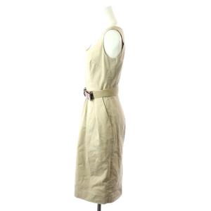 DOLCE&GABBANA ワンピース ノースリーブ ひざ丈 コットン タック ベルト付き 40 ベージュ